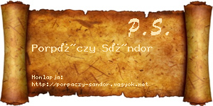 Porpáczy Sándor névjegykártya