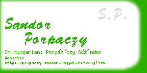 sandor porpaczy business card